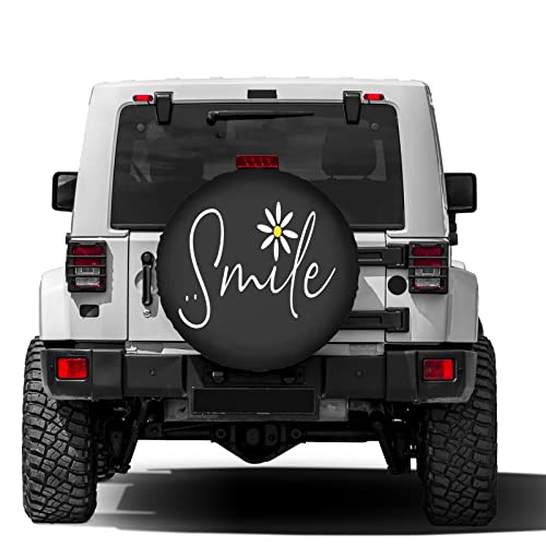 Delerain Spare Tire Cover Smile Daisy Wheel Covers Waterproof DustProof UV Sun Universal Fit for RV Trailer RV SUV Truck and Many Vehicle 17 Inch for Diameter 3133 - Image 3