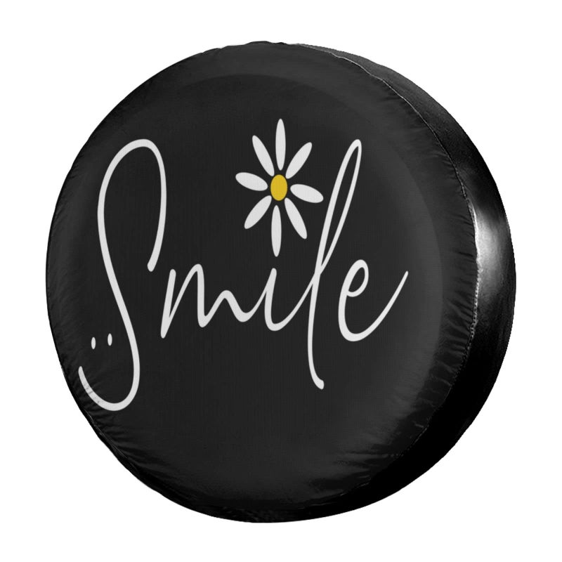 Delerain Spare Tire Cover Smile Daisy Wheel Covers Waterproof DustProof UV Sun Universal Fit for RV Trailer RV SUV Truck and Many Vehicle 17 Inch for Diameter 3133 - Image 2