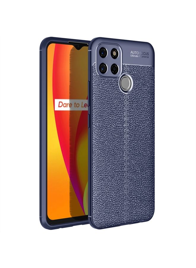 HuHa Case Cover For Realme C12 Litchi Texture TPU Shockproof Case Navy Blue