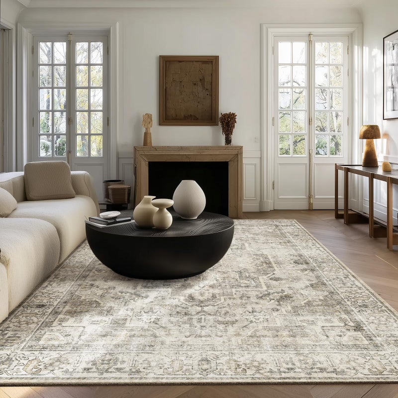 palohom Washable Area Rugs for Living Room: 5x7 Bedroom Area Rugs Boho Vintage Rugs Stain Resistant Non Slip Low Pile Soft Lightweight Carpet for Kitchen Dining Room Farmhouse Nursery Kids Room Home Office - Image 2