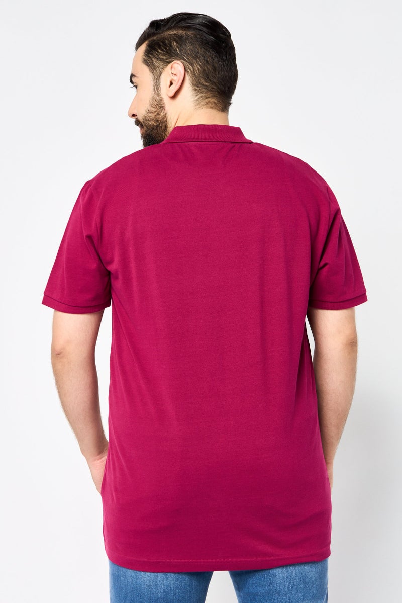 JOHN RICHMOND Men Regular Fit Short Sleeve Brand Logo Polo Shirt, Plum - Image 2