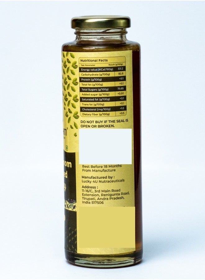 Cardamom Infused Honey, 100% Pure Organic Natural Honey, Made with Raw Honey and Cardamom Extract, No Added Sugar, No Preservatives, Herbal Ayurvedic Blend, Honey for Cold, Cough & Immune Support, 480g