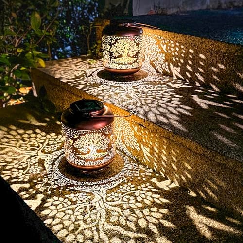 TIGGSY Tree of Life Solar Lanterns Outdoor Waterproof Hanging Solar Lights Big Tree Gifts for Women Men Metal Decorative LED Lanterns for Yard, Patio, Lawn, Tabletop, Pathway, Landscape, Garden Decor - Image 4
