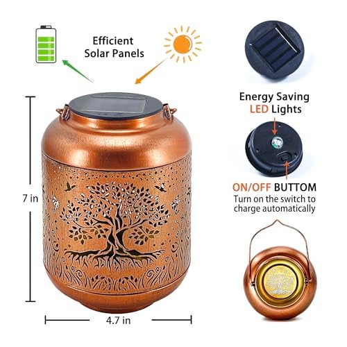 TIGGSY Tree of Life Solar Lanterns Outdoor Waterproof Hanging Solar Lights Big Tree Gifts for Women Men Metal Decorative LED Lanterns for Yard, Patio, Lawn, Tabletop, Pathway, Landscape, Garden Decor - Image 5