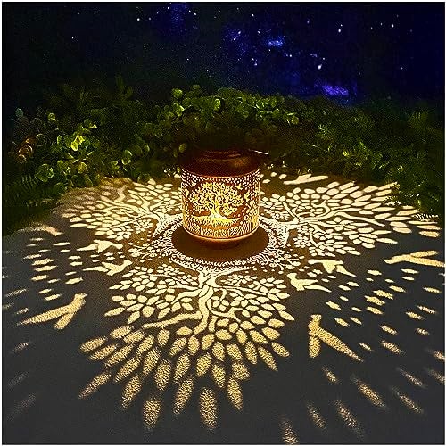 TIGGSY Tree of Life Solar Lanterns Outdoor Waterproof Hanging Solar Lights Big Tree Gifts for Women Men Metal Decorative LED Lanterns for Yard, Patio, Lawn, Tabletop, Pathway, Landscape, Garden Decor - Image 1