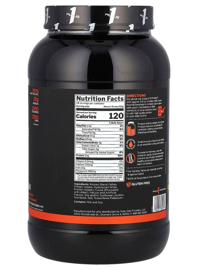 Rule One Proteins R1 Protein Powder Drink Mix Chocolate Fudge 1.98 lb (896 g) - Image 2