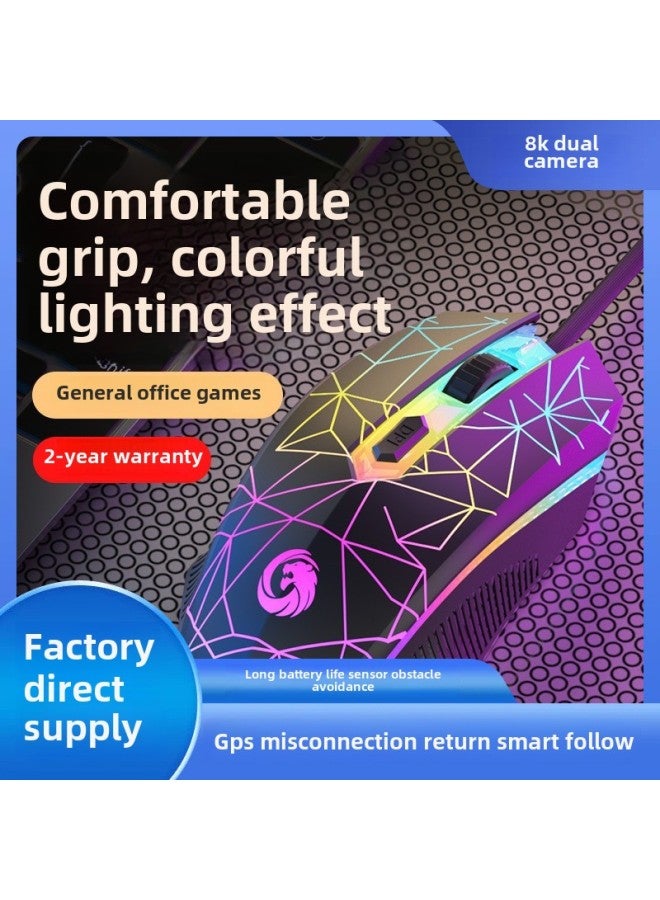 Mouse Wired E-sports Game Mechanical Feel Home Office Internet Cafe Laptop Desktop Universal Male-Color: Pink-silent on-dpi Adjustment-Interface:Official Standard - Image 2