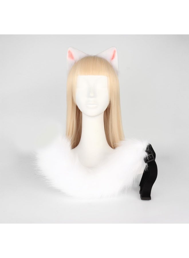 VUCATIN مجموعة عصابة رأس على شكل ذيل وأذنين قطة وذئب فروي من كوسبلاي إكسسوارات أزياء حفلات فاخرة هدايا - Image 4