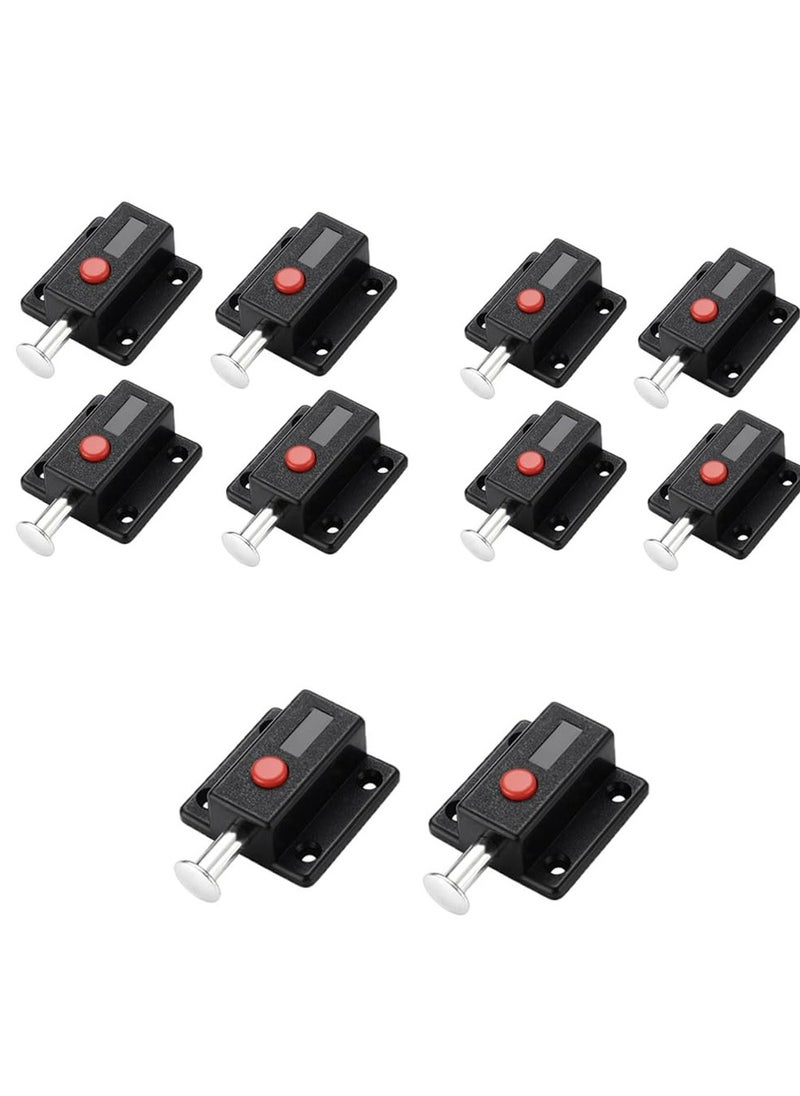 CMGTYYD Door Bolt Lock, 10 Pack Automatic Slide Door Latch Lock Red Push Button Bolt Switch Spring Sliding Latches Bump Window Cabinet Locker Home Safety Hardware Furniture Cabinet Drawer Snib  - Image 1