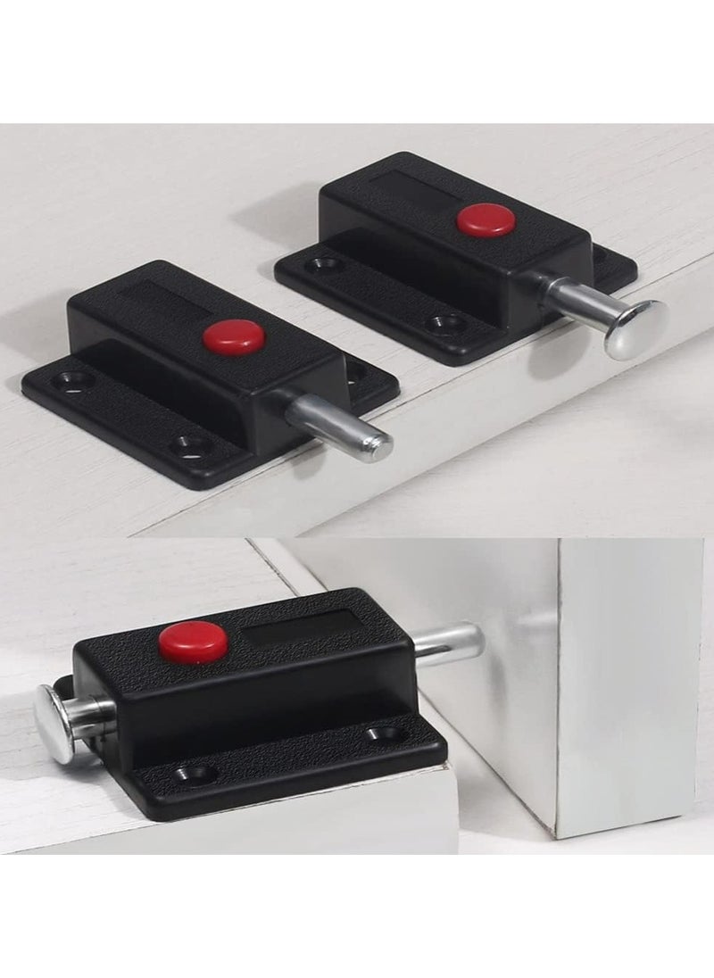 CMGTYYD Door Bolt Lock, 10 Pack Automatic Slide Door Latch Lock Red Push Button Bolt Switch Spring Sliding Latches Bump Window Cabinet Locker Home Safety Hardware Furniture Cabinet Drawer Snib  - Image 3
