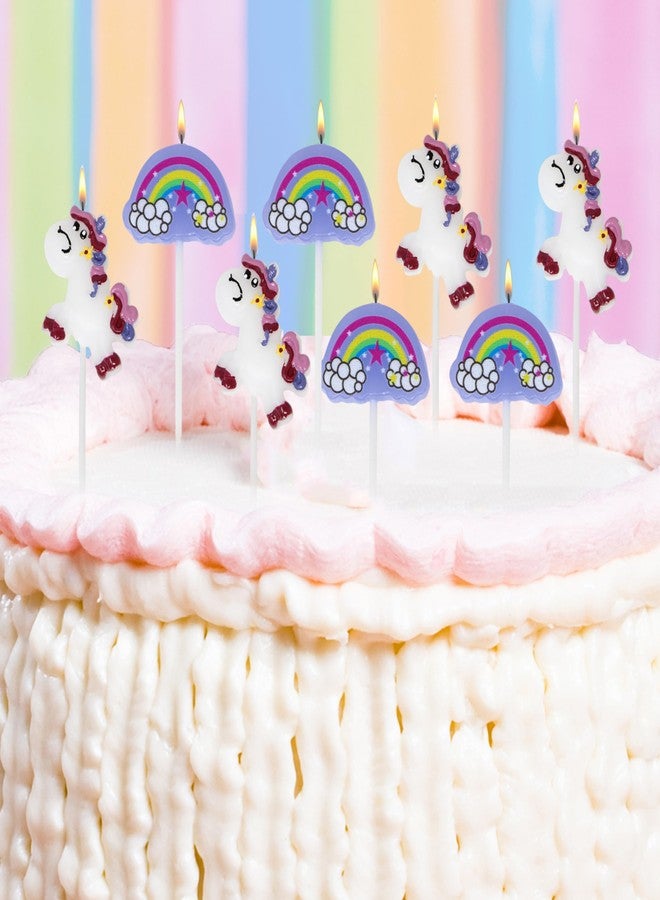 Tribello Unicorn Shaped Candles - 8 Count, Custom Unicorn & Rainbow Shapes, Unscented, Birthday Party Decorations - Image 4