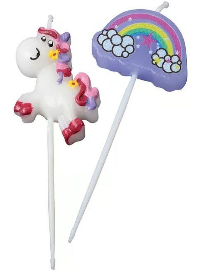 Tribello Unicorn Shaped Candles - 8 Count, Custom Unicorn & Rainbow Shapes, Unscented, Birthday Party Decorations - Image 3