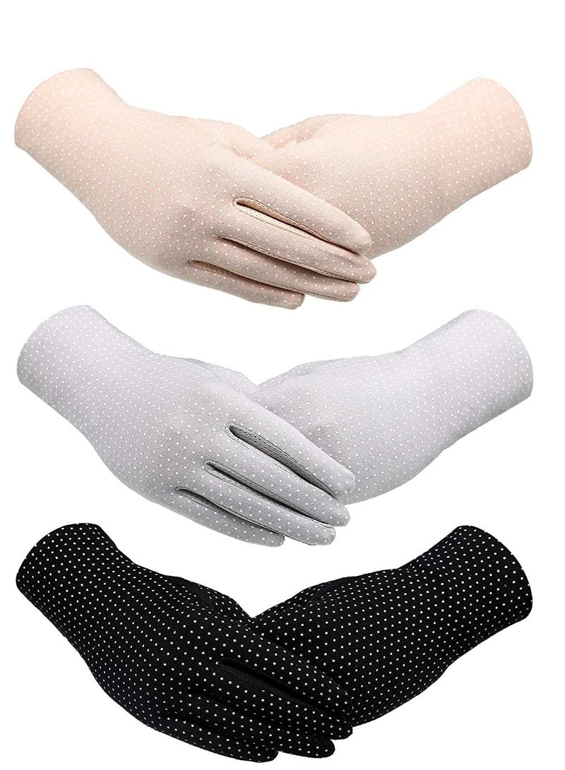 SFMW 3 Pair Women Protective UV Protection Summer Sunblock Touchscreen Gloves for Driving Riding  - Image 1