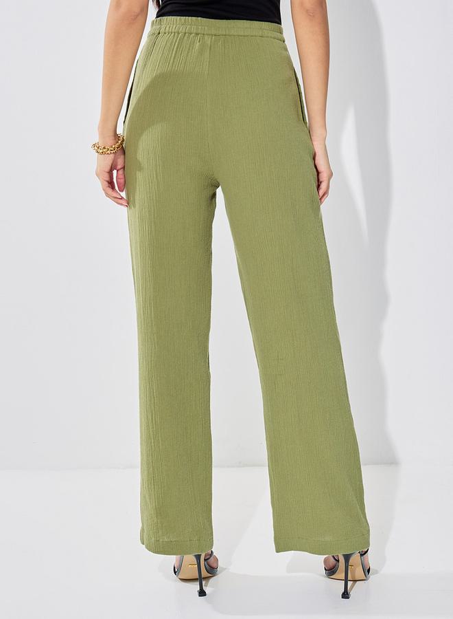 Styli High Rise Wide Leg Textured Trouser - Image 4