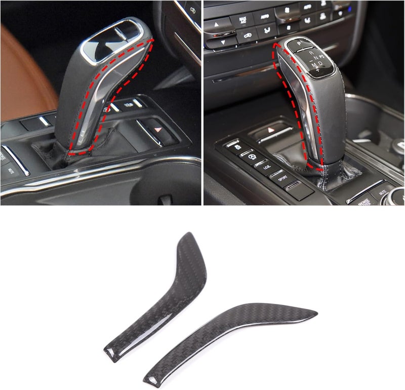 TOYCIDFG Center Console Gear Shift Knob Decor Cover Trim for Maserati Ghibli Levante Quattroporte 2019-2023 - Black Carbon Fiber - Image 4