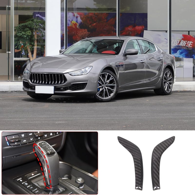 TOYCIDFG Center Console Gear Shift Knob Decor Cover Trim for Maserati Ghibli Levante Quattroporte 2019-2023 - Black Carbon Fiber - Image 2