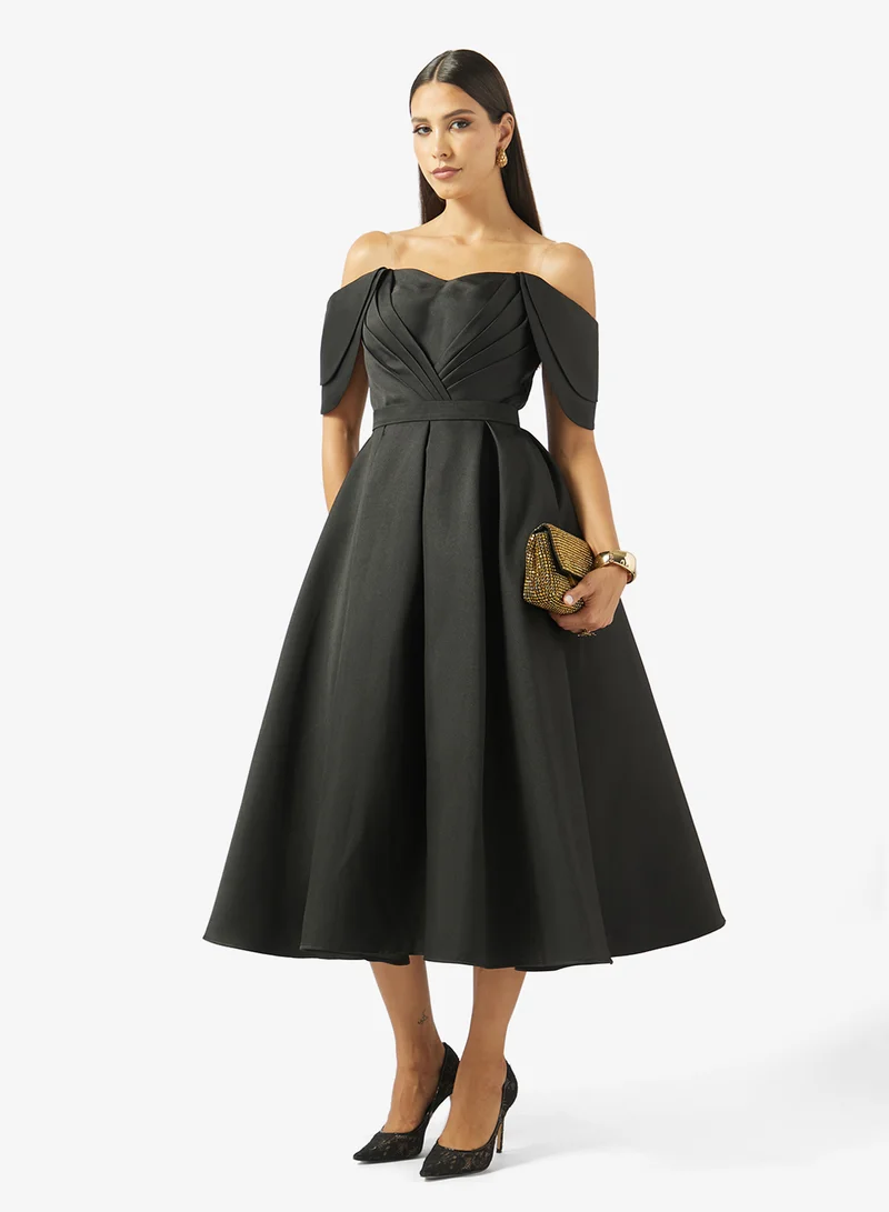 Akadia Fashion  SKIRTLESS PLEATED BUST TAFFETA DRESS for Women | Best Price UAE