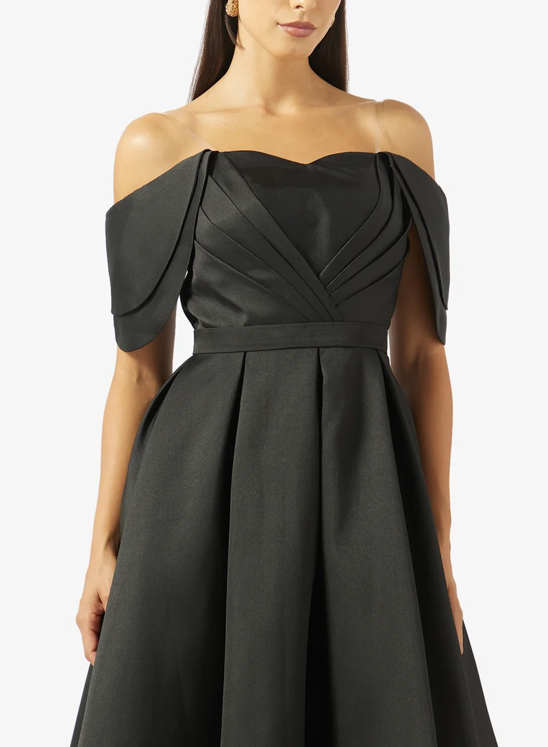 Akadia Fashion  SKIRTLESS PLEATED BUST TAFFETA DRESS for Women | Best Price UAE