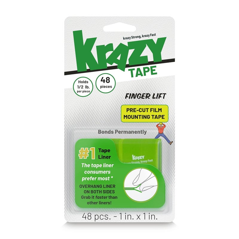 Krazy Double Sided Tape for Crafts  Scrapbooking EasytoPeel Squares One Inch PreCut Thin Tape 48 Count - Image 1