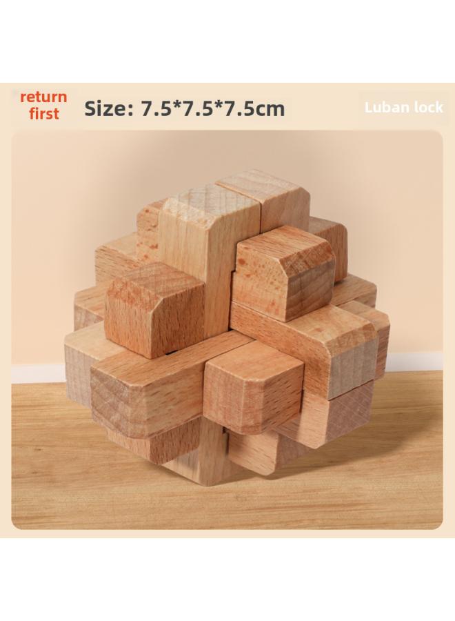 Kong Ming Lock Luban Lock Suit Intelligence Unlock Wooden Elementary School Students Hands-on Brain-moving Educational Toys Nine-piece Gift Box 