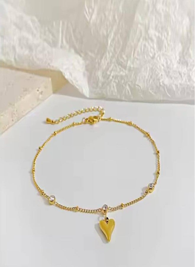 Thrillz Women stylish |Payal |Stainless Steel |Gold anklets for women|leg chain for women| Foot Jewelry Ankets With Heart Charm Gift Women Girls - Image 2