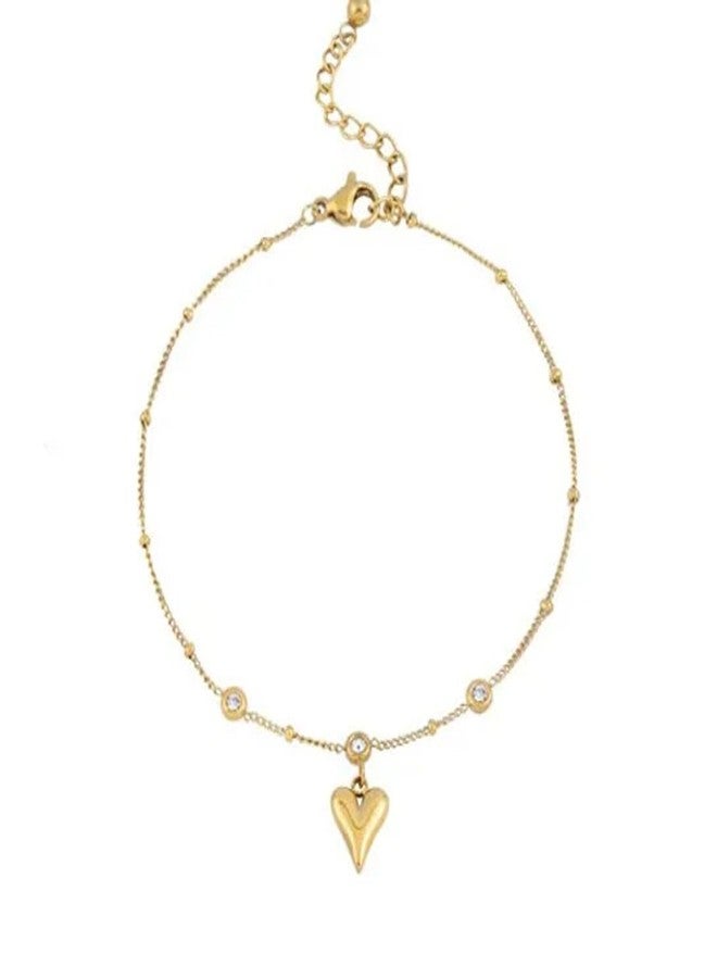 Thrillz Women stylish |Payal |Stainless Steel |Gold anklets for women|leg chain for women| Foot Jewelry Ankets With Heart Charm Gift Women Girls - Image 1