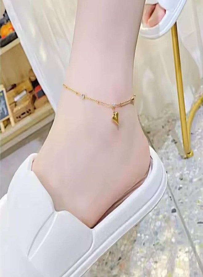 Thrillz Women stylish |Payal |Stainless Steel |Gold anklets for women|leg chain for women| Foot Jewelry Ankets With Heart Charm Gift Women Girls - Image 3