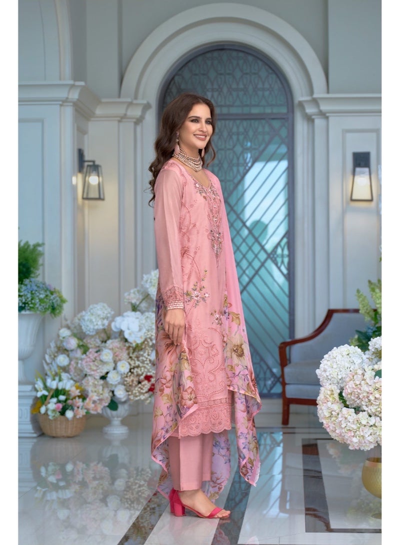 Ameya Pink-embroidered-organza-straight-kurta-sets-with-dupatta - Image 3