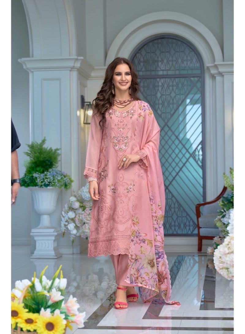 Ameya Pink-embroidered-organza-straight-kurta-sets-with-dupatta - Image 4