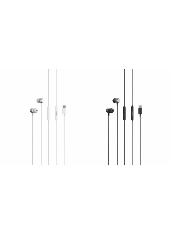 Starfire Wired Earphones High-Fidelity Stereo In-Ear Headphones with Built-in Microphone & Digital Decoder, Heavy Bass, 1.2m Cable, Metal-Finish - Black/White - Image 1
