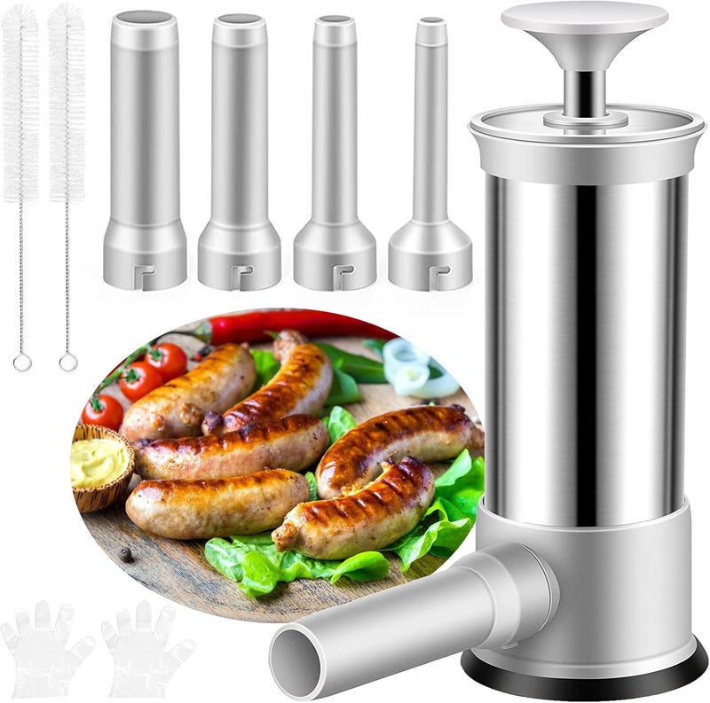 Usluole Sausage Stuffer Machine Vertical Sausage Maker, 2025 New Stainless Steel Homemade Sausage Maker w/4 Stuffing Tubes, Manual Sausage Stuffer Meat Filling for Household Kitchen, 2.2LBS Large Capacity - Image 1