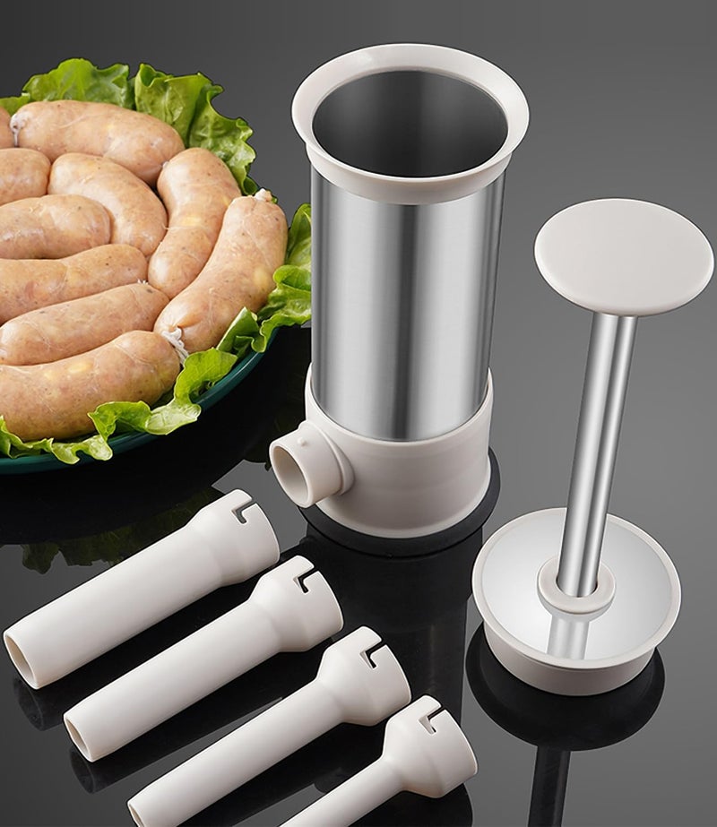 Usluole Sausage Stuffer Machine Vertical Sausage Maker, 2025 New Stainless Steel Homemade Sausage Maker w/4 Stuffing Tubes, Manual Sausage Stuffer Meat Filling for Household Kitchen, 2.2LBS Large Capacity - Image 4
