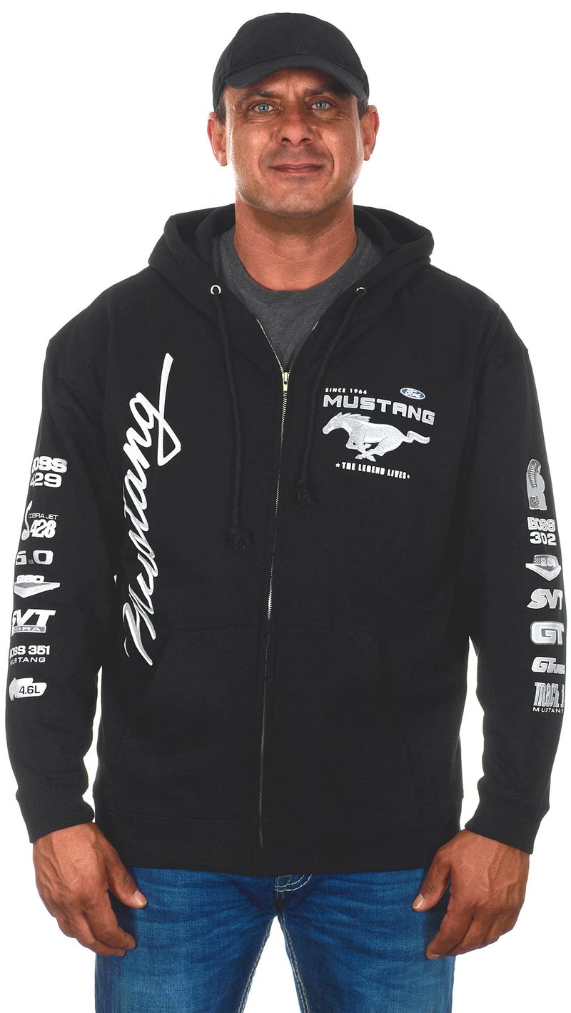 JH DESIGN GROUP هودي سحاب أسود من مجموعة JH DESIGN GROUP للرجال بطراز فورد موستانج (صغير، CLG2-black) - Image 2