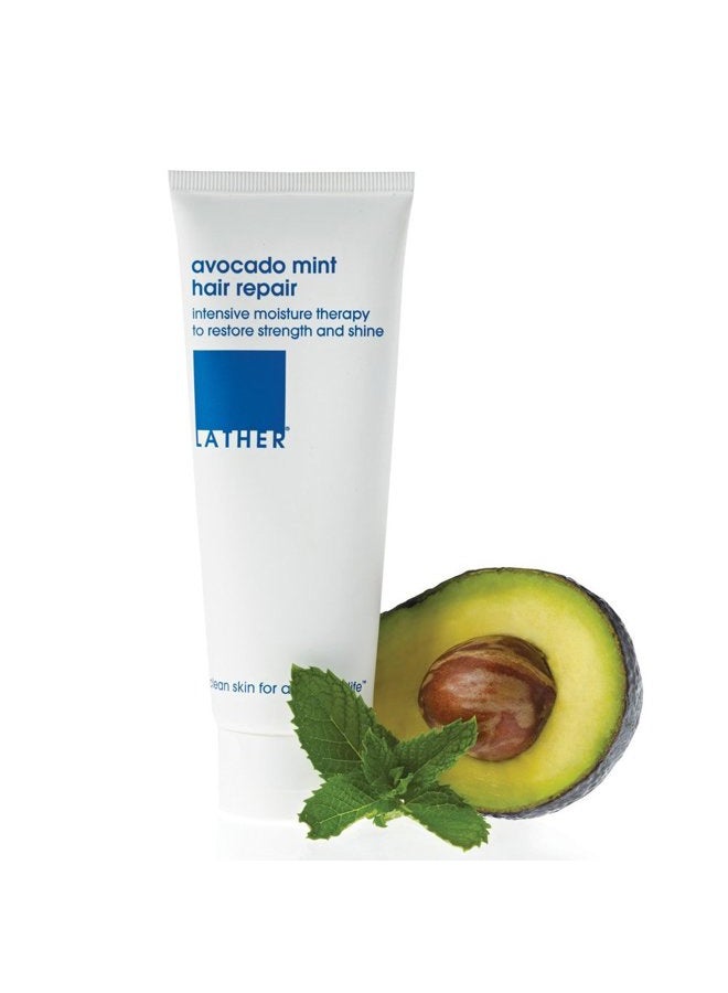 LATHER Avocado Mint Hair Mask Repair Treatment - Deep Conditioning Hair Mask to Smooth, Restore Strength & Shine on Dry or Damaged Hair - Leave In Conditioning Mask - Sulfate Free - 4 Fl Oz Tube - Image 4