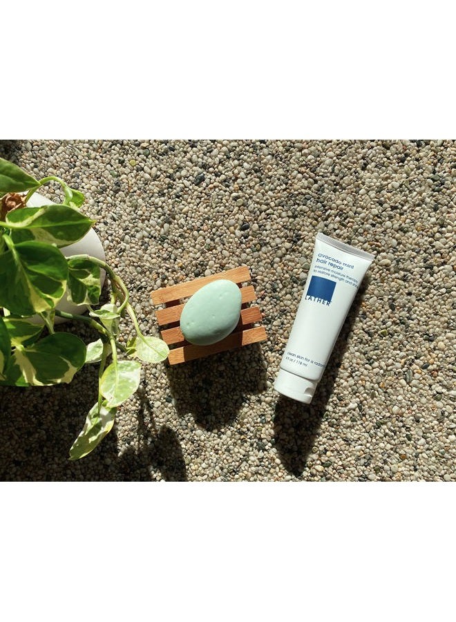 LATHER Avocado Mint Hair Mask Repair Treatment - Deep Conditioning Hair Mask to Smooth, Restore Strength & Shine on Dry or Damaged Hair - Leave In Conditioning Mask - Sulfate Free - 4 Fl Oz Tube - Image 2