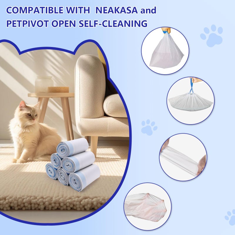 Loveishere 120 Count Cat Litter Box Bags for Neakasa and PetPivot Open Self-Cleaning Cat Litter Boxes, Extra Thick Heavy Duty Liners Replacement, Unscented, 27" x 13", Holds 22 lbs - Image 3