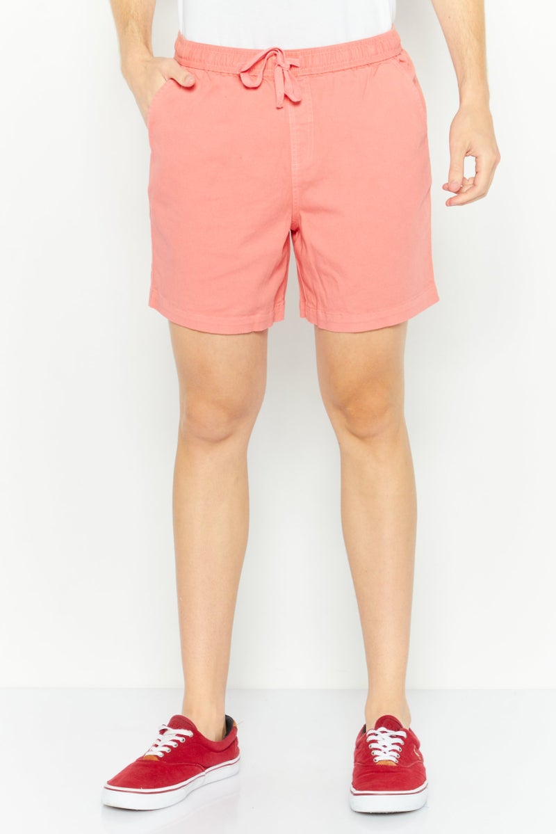Paperbacks Men Plain Basic Shorts, Coral  - Image 1