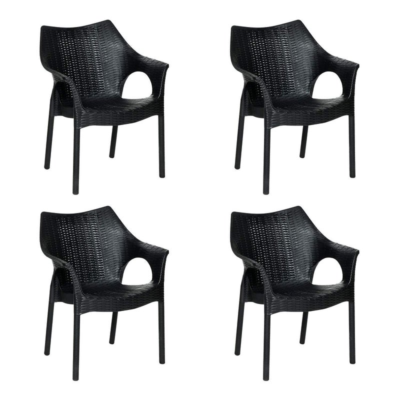 SUPREME Supreme Cambridge Heavy Durable Plastic Chair with Steel Legs for Home Office Garden and Restaurents Black Set of 4 - Image 1