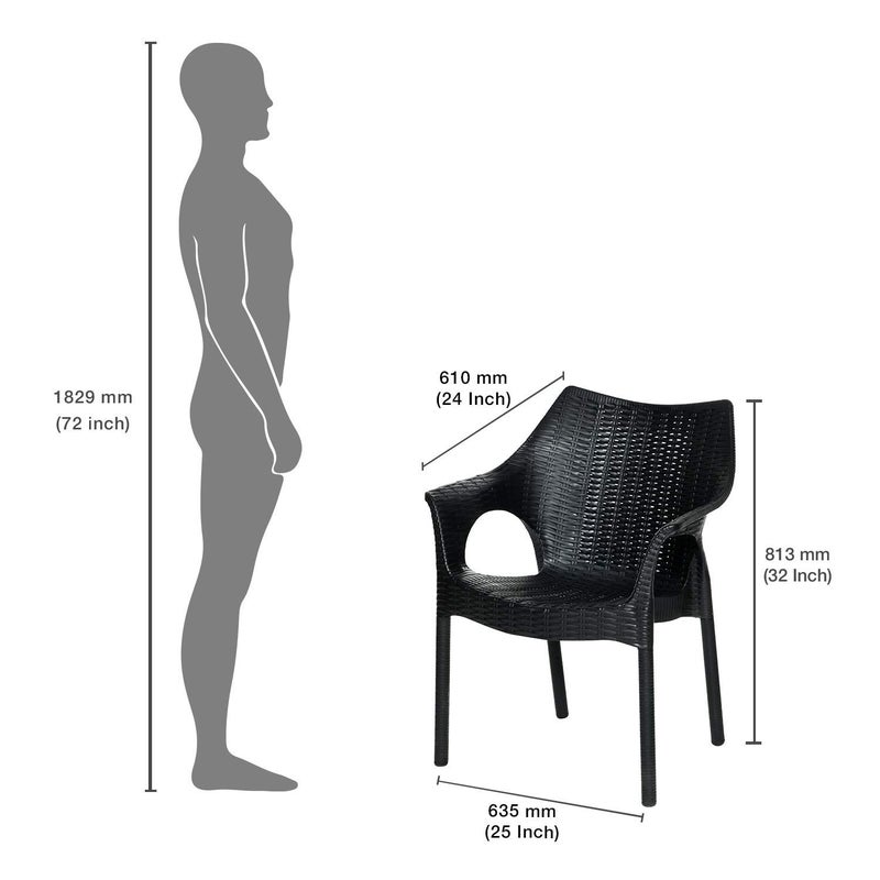 SUPREME Supreme Cambridge Heavy Durable Plastic Chair with Steel Legs for Home Office Garden and Restaurents Black Set of 4 - Image 3