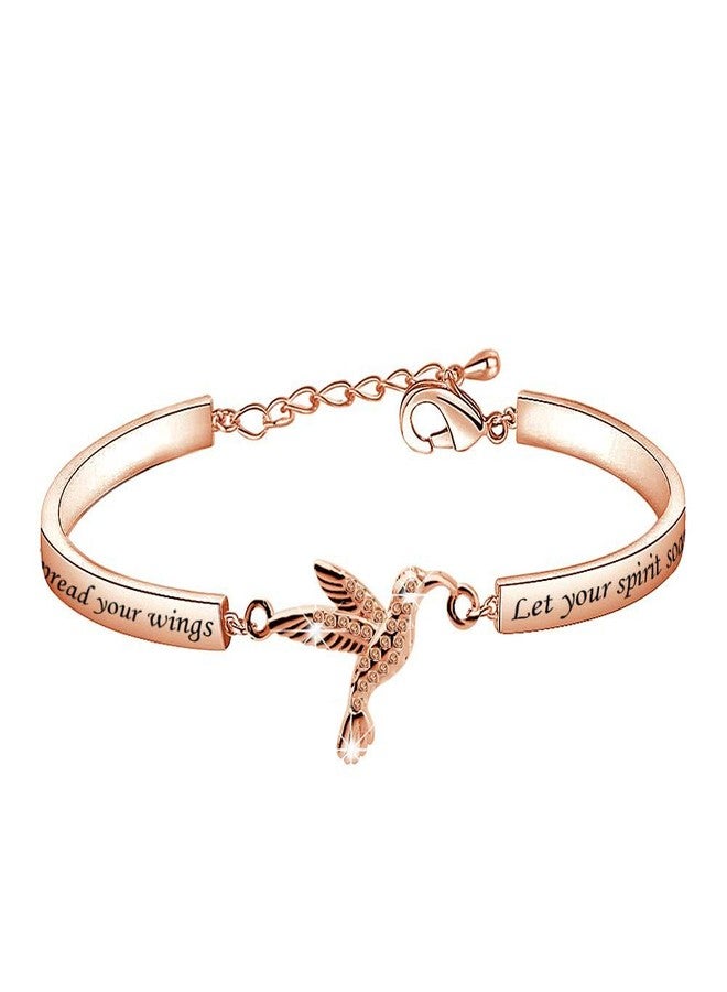 HOLLP Humming Bird Charm Bracelet Humming Bird Lover Gift Spread Your Wings & Let Your Spirit Soar Bracelet(Rose Gold) - Image 1