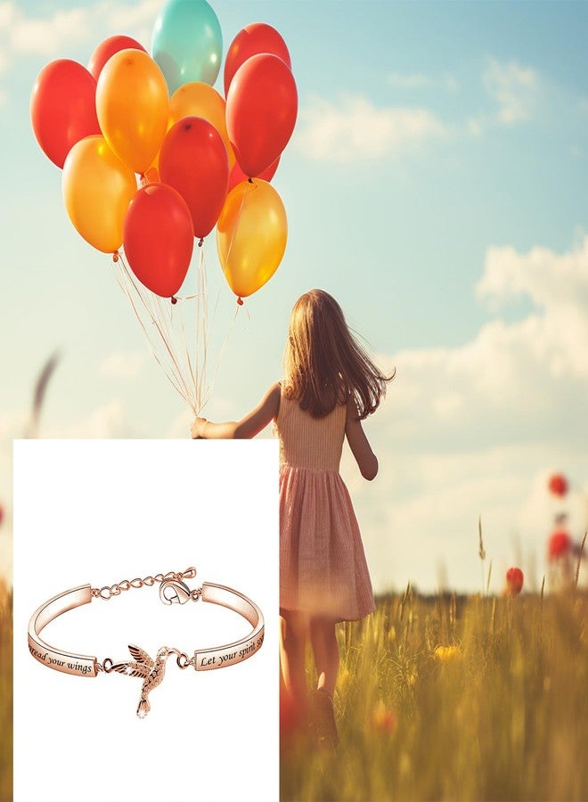HOLLP Humming Bird Charm Bracelet Humming Bird Lover Gift Spread Your Wings & Let Your Spirit Soar Bracelet(Rose Gold) - Image 4