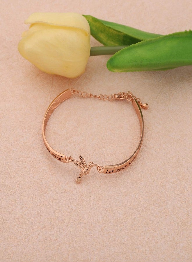 HOLLP Humming Bird Charm Bracelet Humming Bird Lover Gift Spread Your Wings & Let Your Spirit Soar Bracelet(Rose Gold) - Image 3