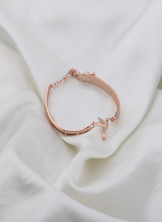 HOLLP Humming Bird Charm Bracelet Humming Bird Lover Gift Spread Your Wings & Let Your Spirit Soar Bracelet(Rose Gold) - Image 2