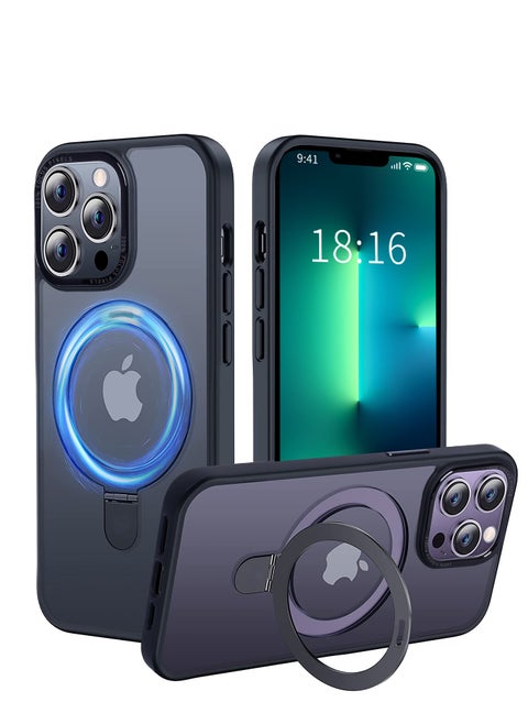 iPhone 13 Pro Case with Magnetic Invisible Stand Cover Shockproof and Anti-Yellow Slim Thin Translucent Matte Protective MagSafe Case for Apple iPhone 13 Pro 6.4 inch - Black