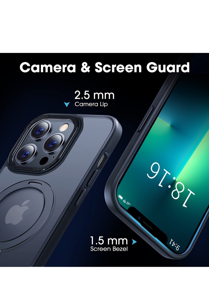 iPhone 13 Pro Case with Magnetic Invisible Stand Cover Shockproof and Anti-Yellow Slim Thin Translucent Matte Protective MagSafe Case for Apple iPhone 13 Pro 6.4 inch - Black