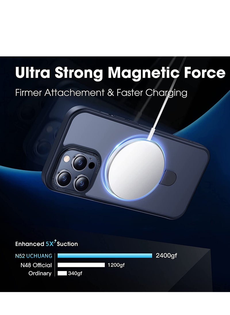 iPhone 13 Pro Case with Magnetic Invisible Stand Cover Shockproof and Anti-Yellow Slim Thin Translucent Matte Protective MagSafe Case for Apple iPhone 13 Pro 6.4 inch - Black