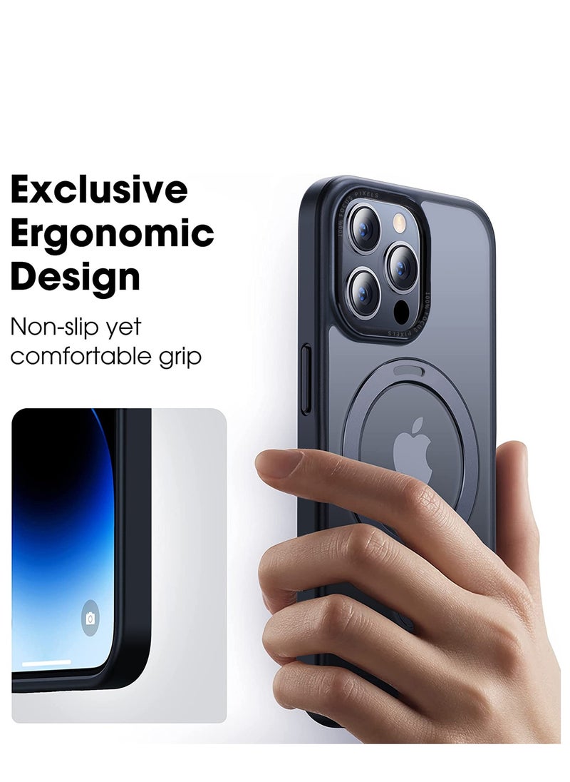 iPhone 13 Pro Case with Magnetic Invisible Stand Cover Shockproof and Anti-Yellow Slim Thin Translucent Matte Protective MagSafe Case for Apple iPhone 13 Pro 6.4 inch - Black