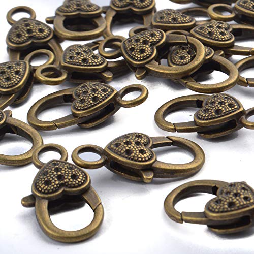 Aylifu 20pcs Heart Lobster Claw Clasp Antique Jewelry Lobster Clips for DIY Necklaces Bracelets Crafts,Ancient Bronze - Image 4