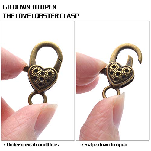 Aylifu 20pcs Heart Lobster Claw Clasp Antique Jewelry Lobster Clips for DIY Necklaces Bracelets Crafts,Ancient Bronze - Image 3