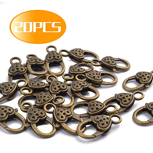Aylifu 20pcs Heart Lobster Claw Clasp Antique Jewelry Lobster Clips for DIY Necklaces Bracelets Crafts,Ancient Bronze - Image 5